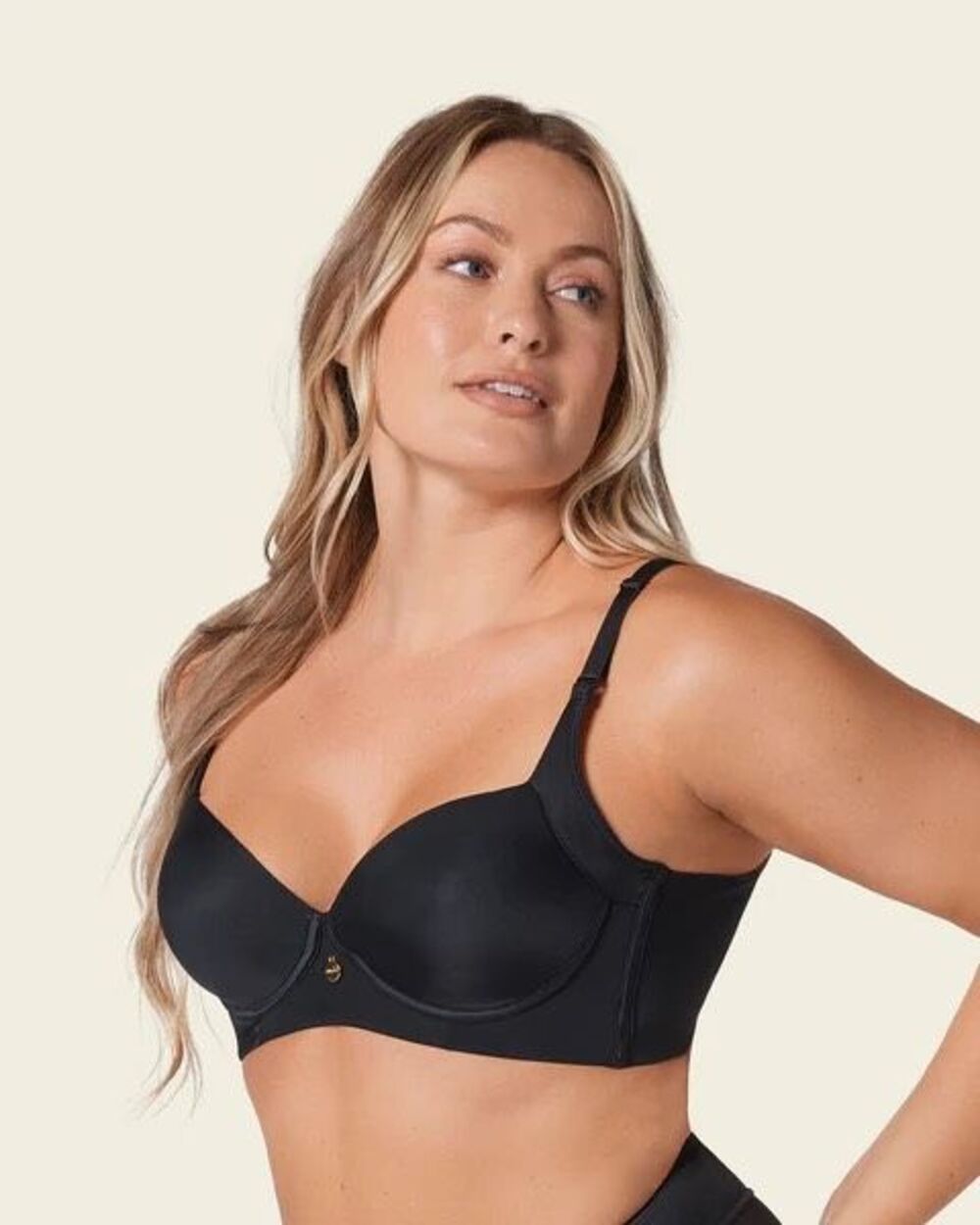 LEONISA High Profile Back Smoothing Bra with Soft Full Coverage Cups Black 38DD